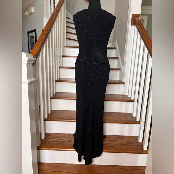 Vintage Scott McClintock Black Sparkle Evening Gown Petite 4 Beaded Formal - Picture 8 of 11